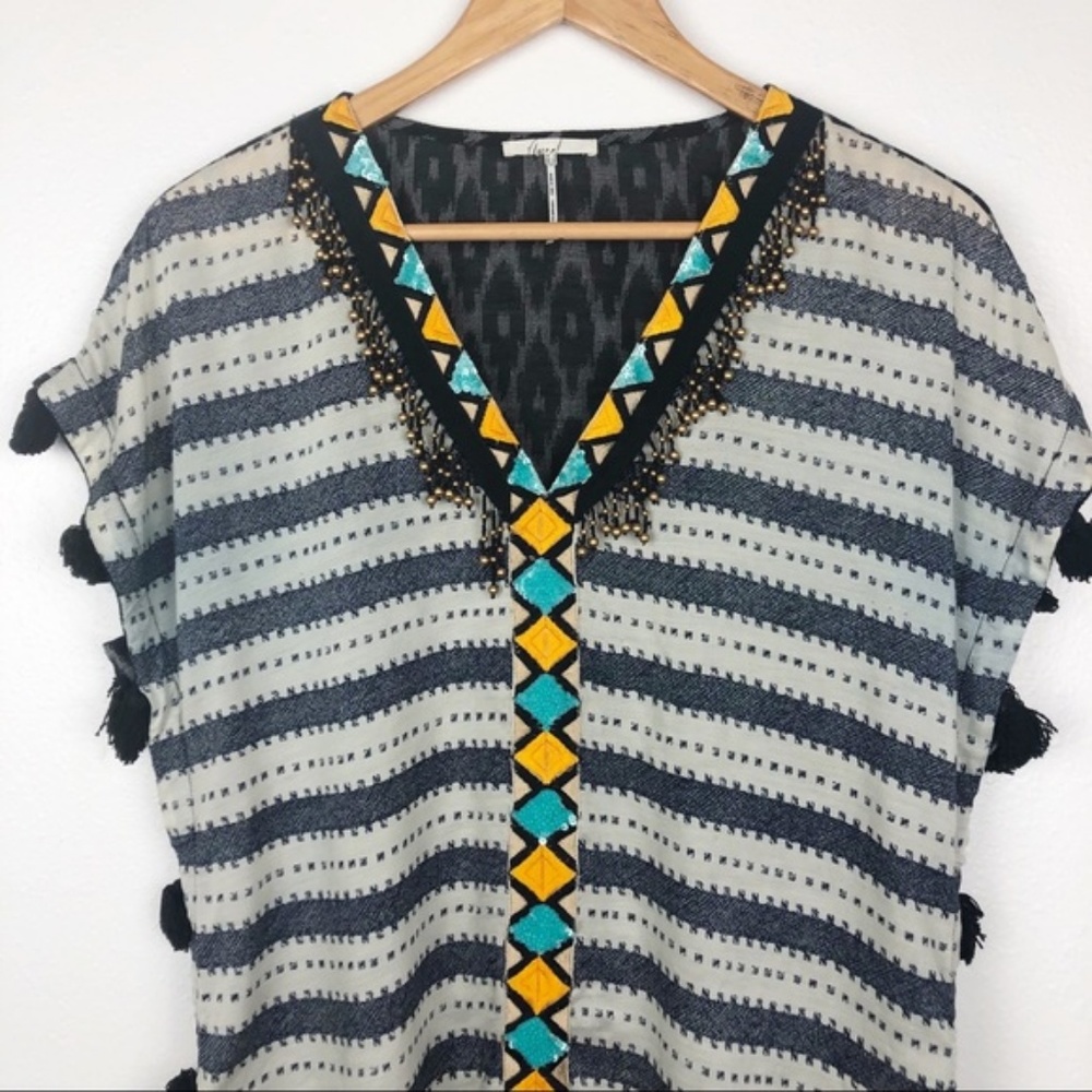 Anthro Floreat Sequin Tassel Top - Picture 4 of 6